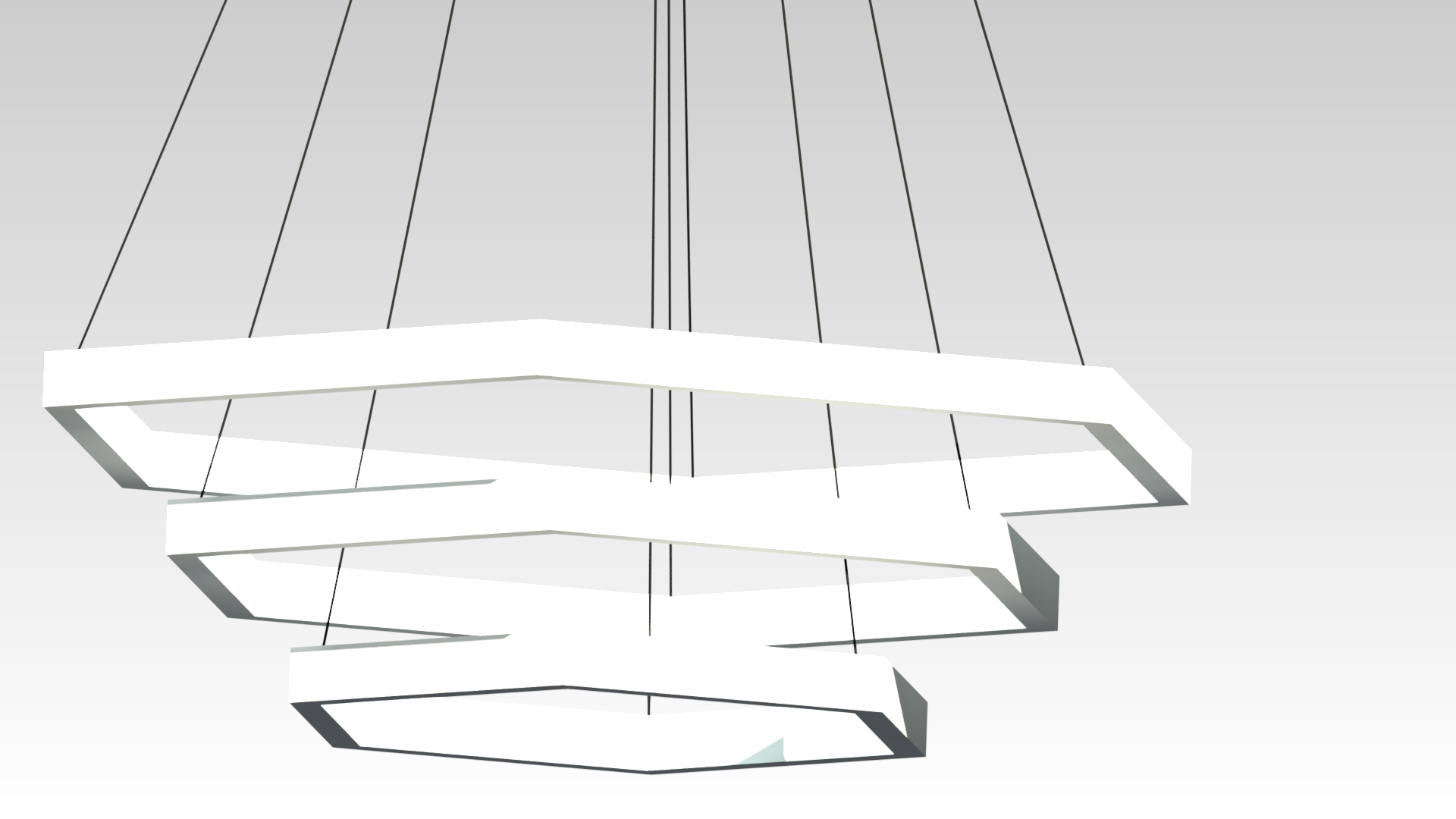 белая светодиодная люстра на подвесах геометрический светильник