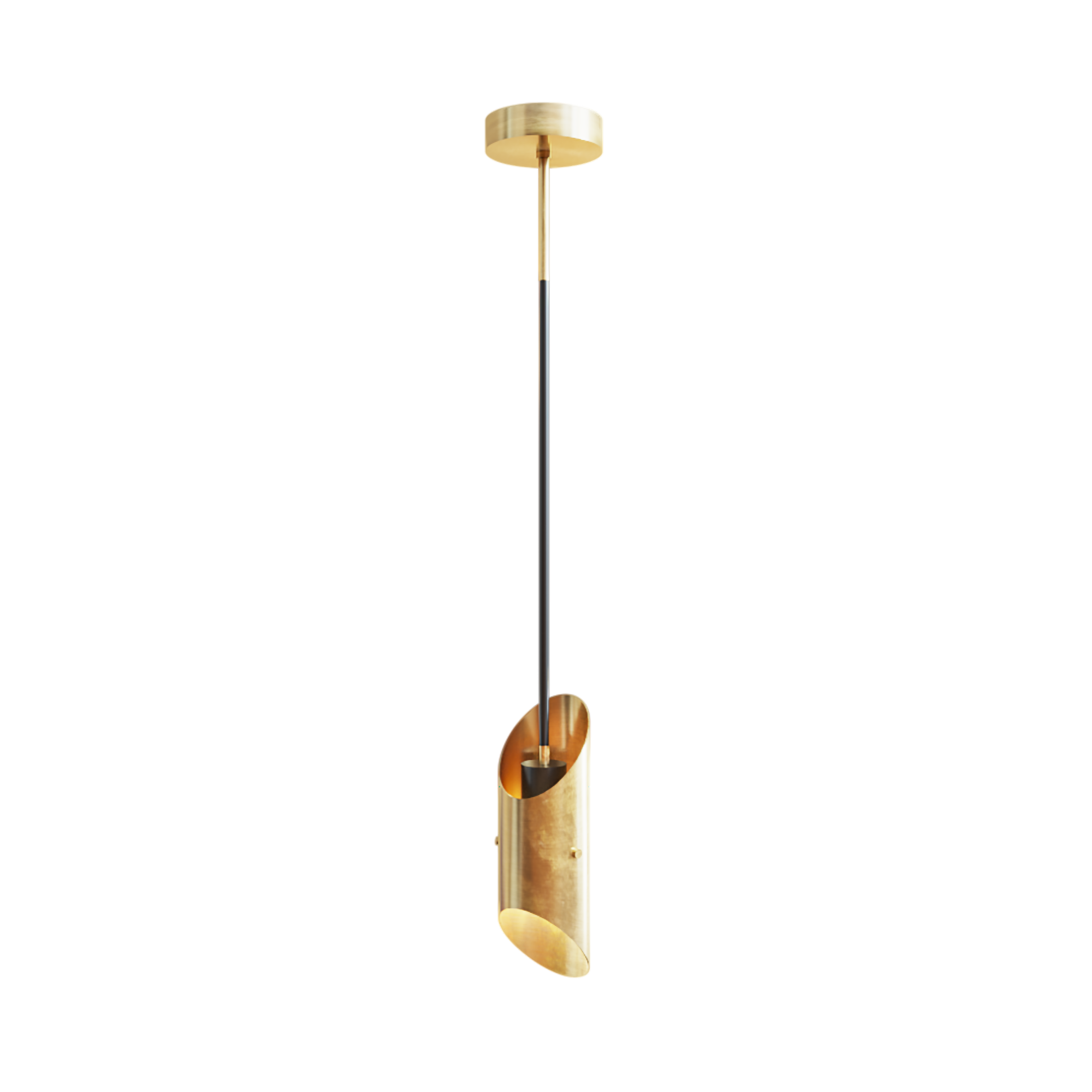 подвесной светильник трубочка латунь с острым краем