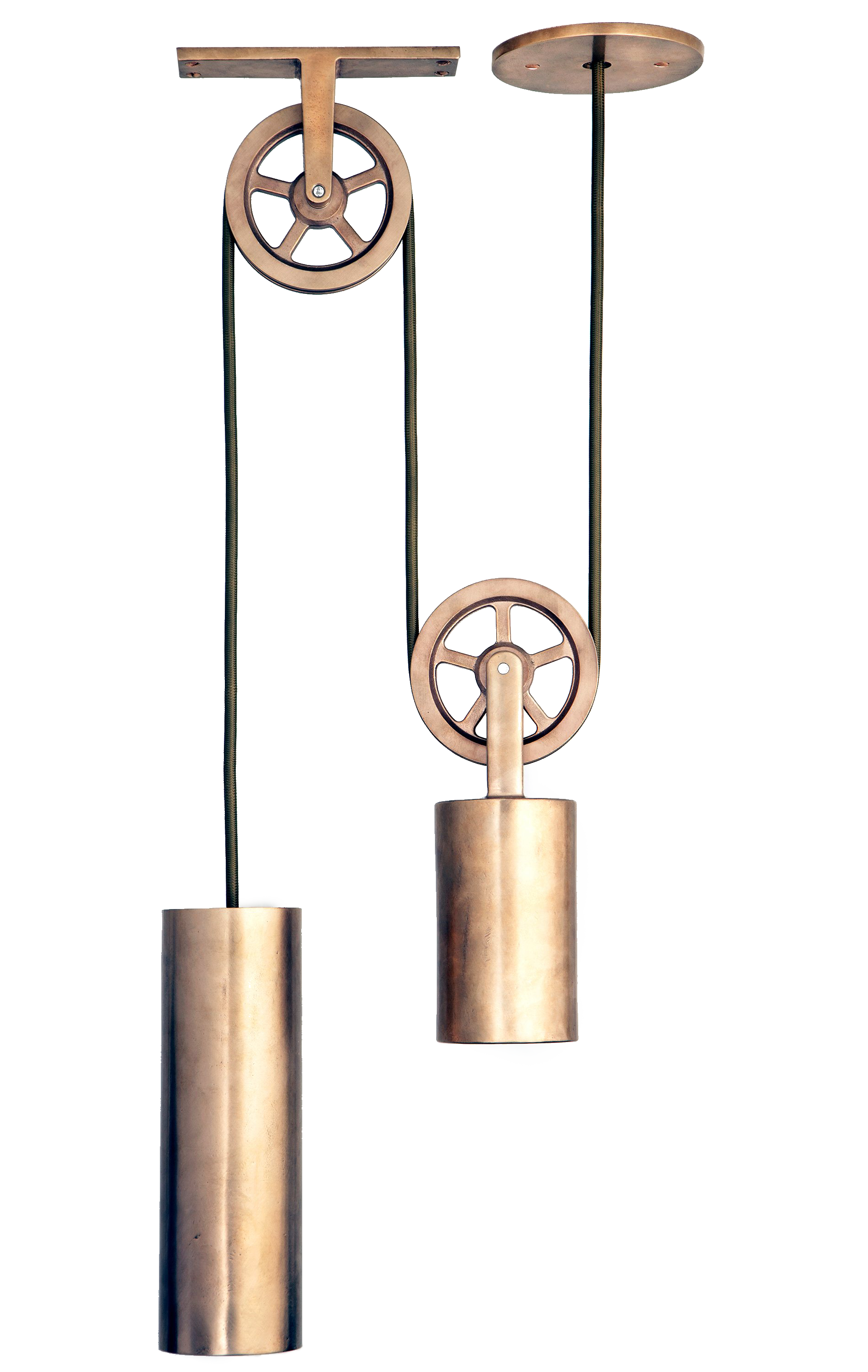 подвесной медный светильник с гирькой в стиле лофт